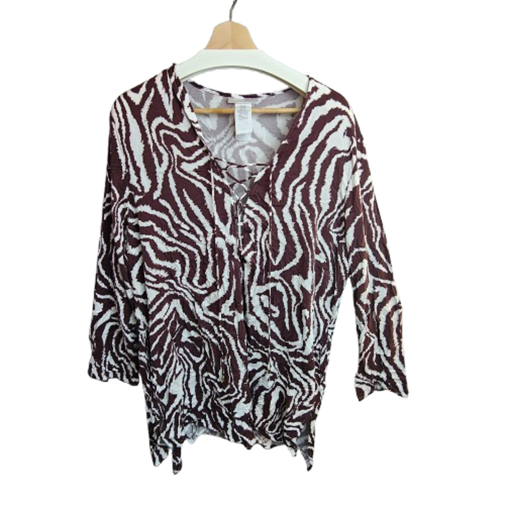 La Blanca Women's Lace Up Tunic Swimsuit Cover Up, Java Fierce Lines, 3X
